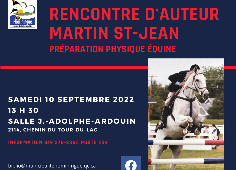 RENCONTRE D’AUTEUR MARTIN ST-JEAN – Préparation physique équine