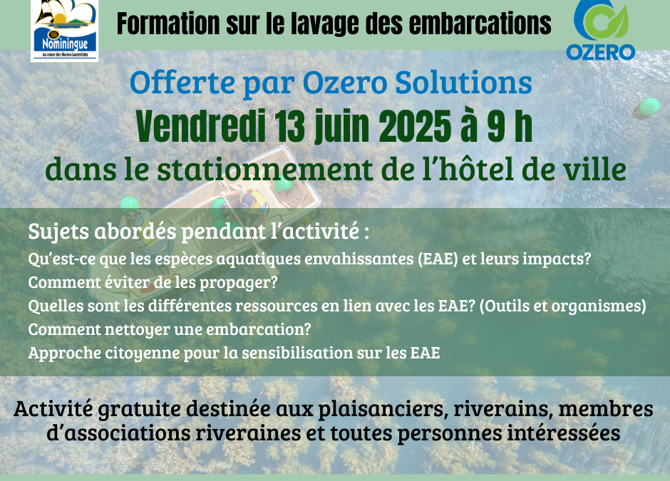 Vendredi 13 juin – Formation OZERO sur le lavage des embarcations