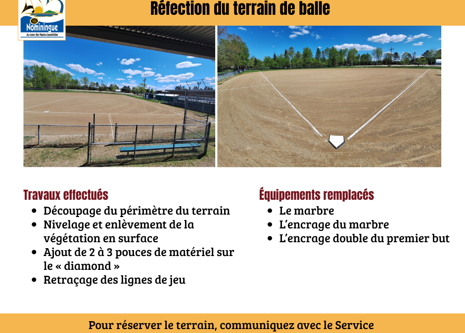 Réfection du terrain de balle