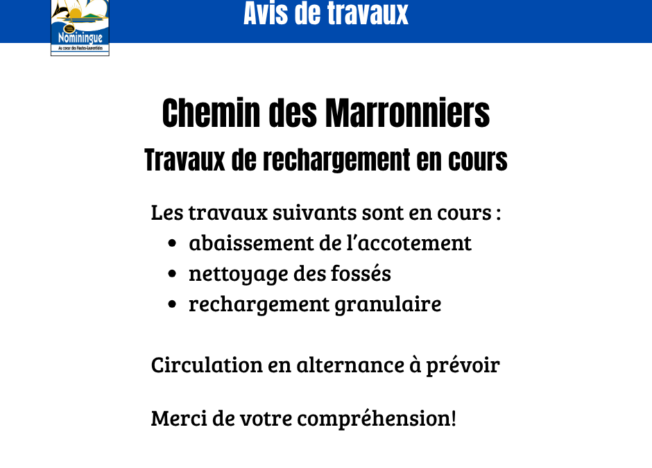 Travaux chemin des Marronniers