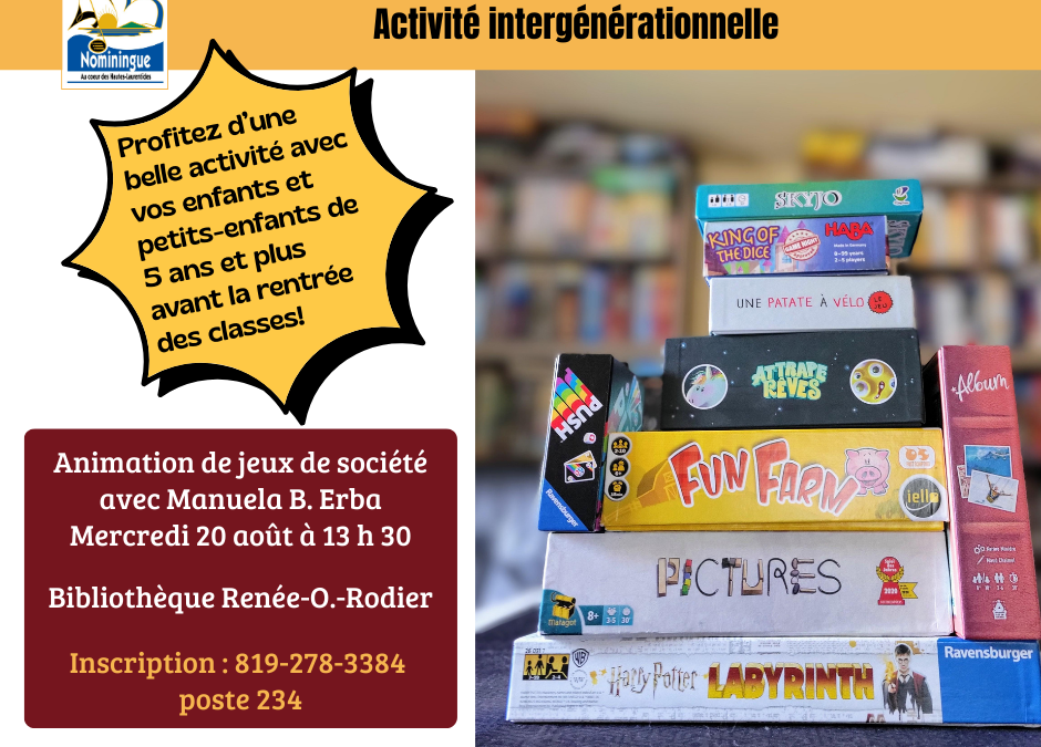Activité intergénérationnelle mercredi 20 août