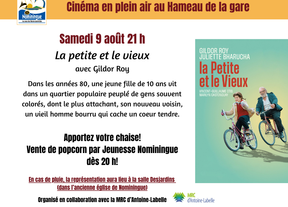 Cinéma en plein air au Hameau de la gare – Samedi 9 août 21 h