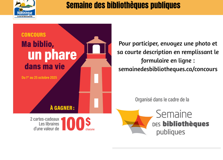 Concours dans le cadre de la Semaine des bibliothèques publiques – 18 au 25 octobre 2025