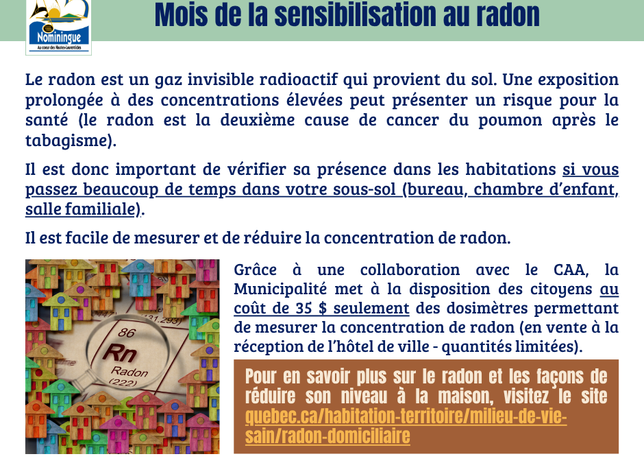 Novembre – Mois de sensibilisation au radon