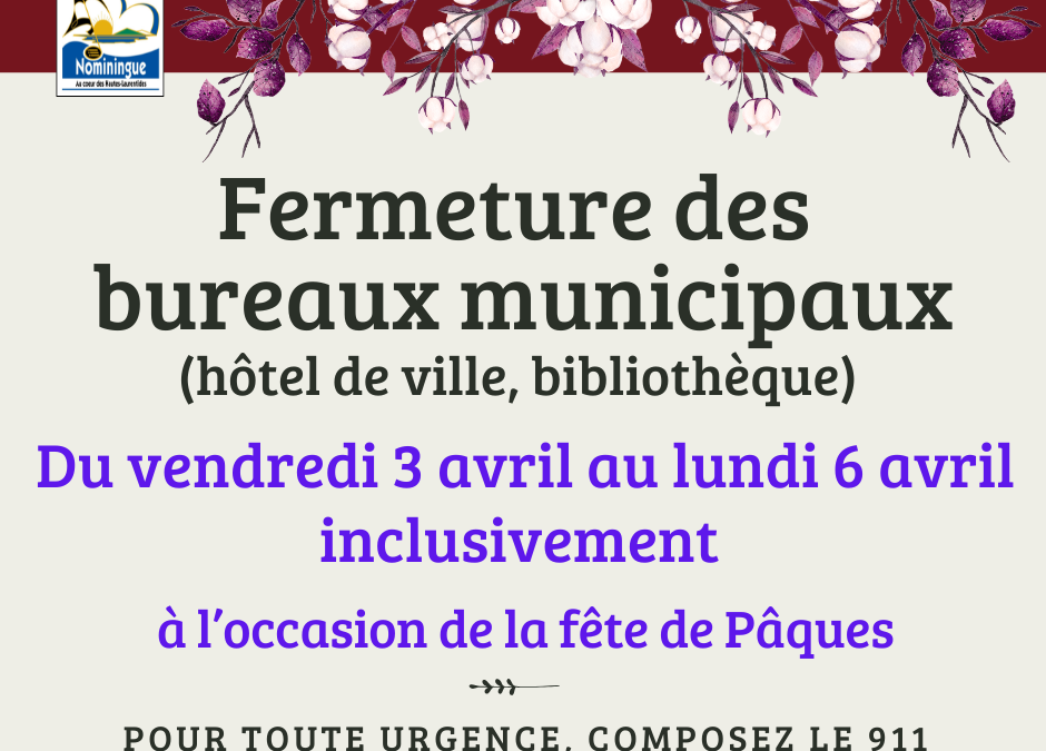 Fermeture des bureaux municipaux