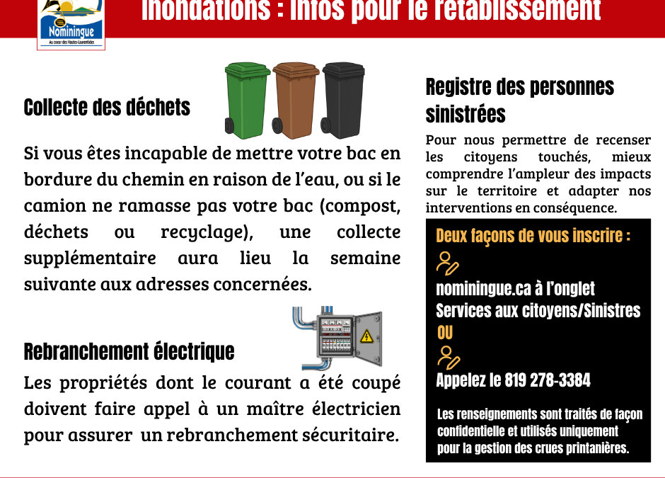 Inondations : infos pour le rétablissement