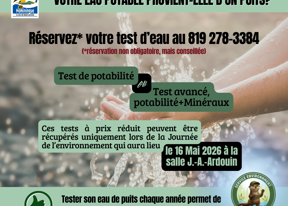 Votre eau potable provient-elle d&rsquo;un puits?