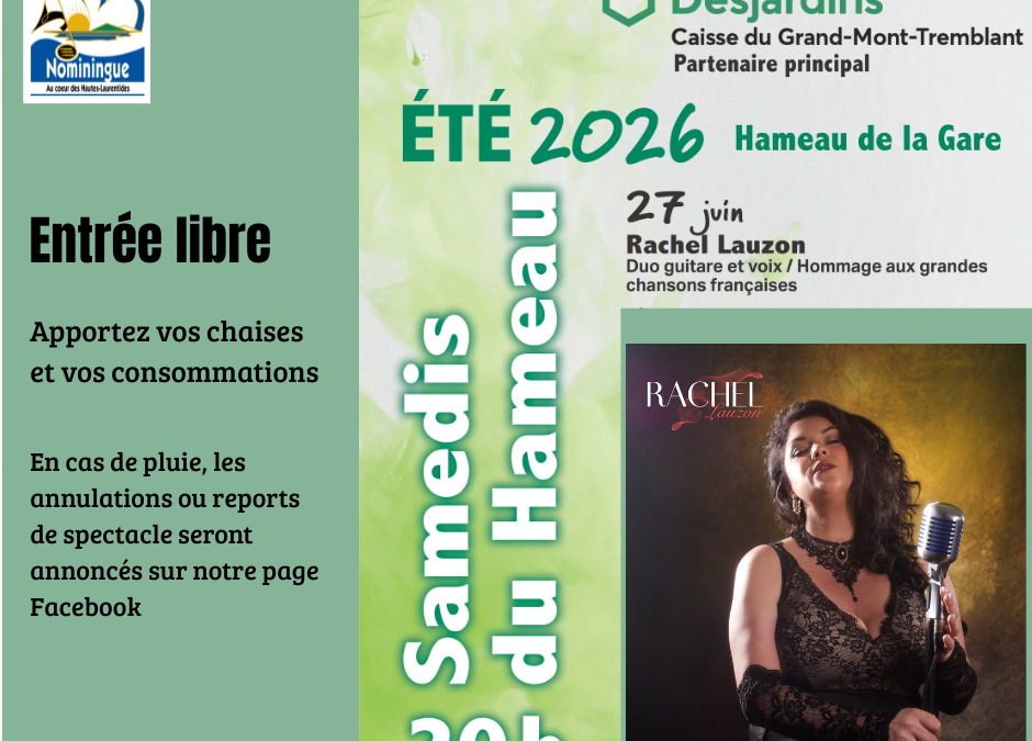 Samedis du Hameau 27 juin – Rachel Lauzon