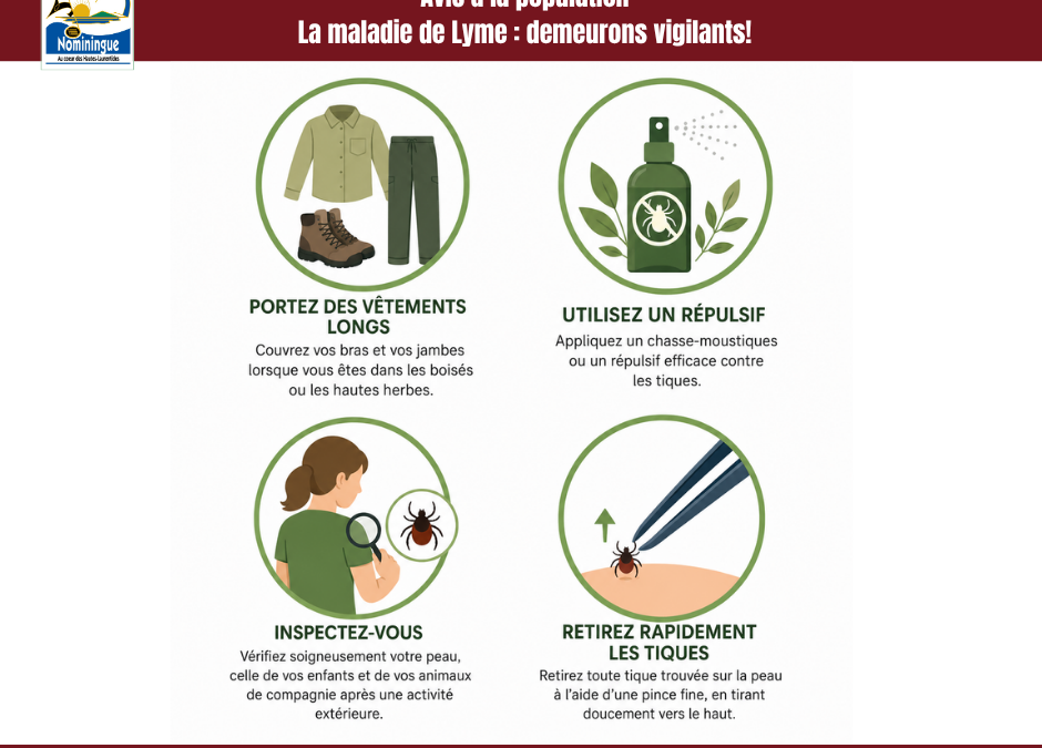 Avis à la population – La maladie de Lyme : demeurons vigilants!