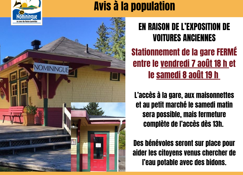 Stationnement de la gare fermée à l&rsquo;occasion de l&rsquo;expo de voitures anciennes